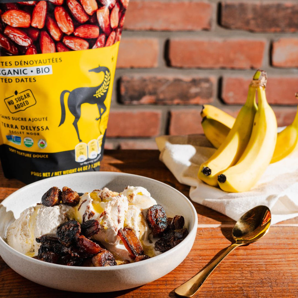 Caramelized Banana & Butter-Fried Dates with Olive Oil & Flake Salt (Terra Delyssa Edition!)