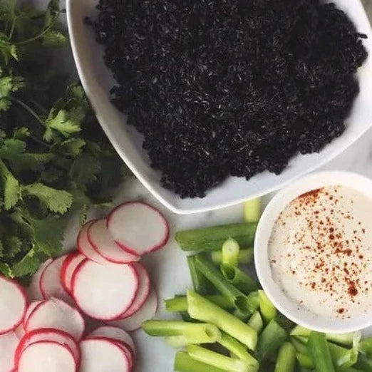 Forbidden Rice Spring Veggie Bowls With Tahini Lemon Dressing