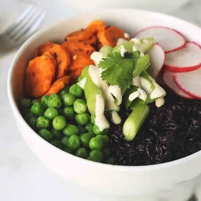 
                  
                    Forbidden Rice Spring Veggie Bowls With Tahini Lemon Dressing
                  
                