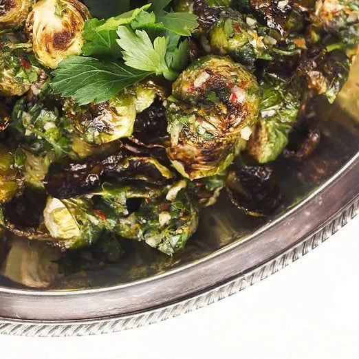 
                  
                    Roasted Brussel Sprouts with Spicy Orange-Parsley Chimichurri
                  
                