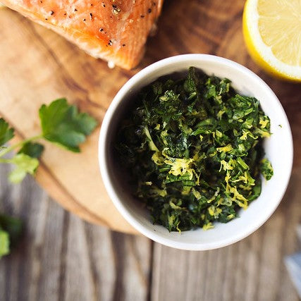 
                  
                    Slow-Roasted Salmon with Meyer Lemon Gremolata
                  
                